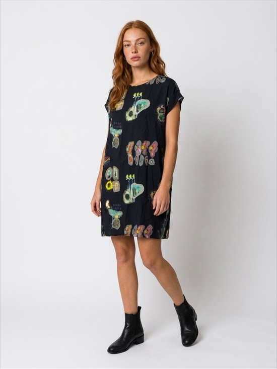 & Other Stories Dresses & Skirts - & Other Stories Black Floral-Print Dress with Neon Trim